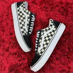 Vans Old Skool Skate Shoes Black Waffle Sole Mens 7.5 Women’s 9 Checkerboard